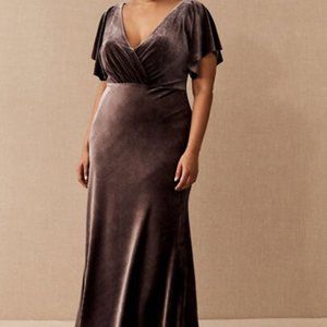 New BHLDN Jenny Yoo Ellis Velvet Open Back Dress in Purple, size 22 ($295 MSRP)